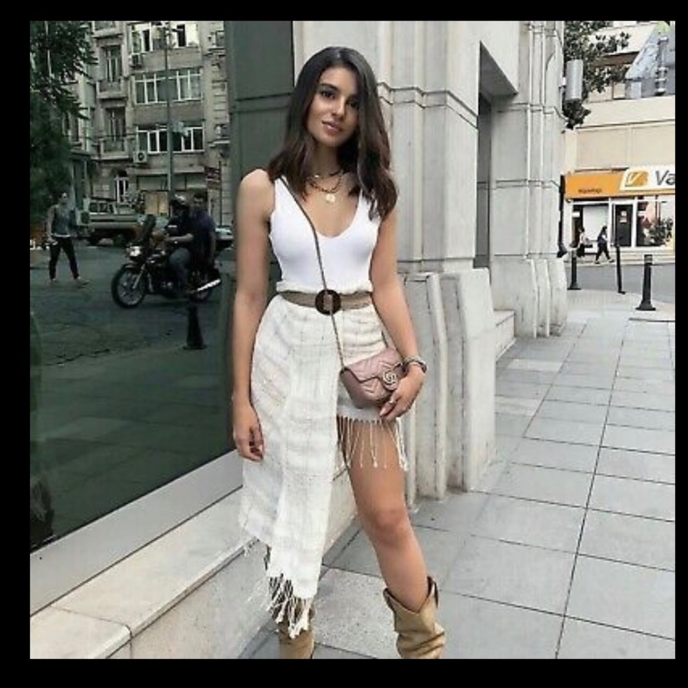 Zara fringed mini skirt